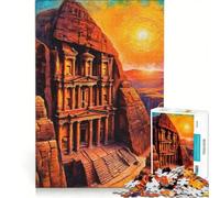 Jigsaw Puzzles 1000 Pieces for Adults Petra Treasury Sunset, Relax Games, Pattern Assembly, Wishlist with Santa Claus 50x75cm