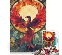 Jigsaw Puzzles 1000 Pieces for Adults Phoenix Stained Glass, Impossible Game, Challenging To Complete, for Is Ideal As A Gift 38x26cm
