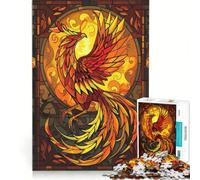 Jigsaw Puzzles 1000 Pieces for Adults Phoenix Stained Glass, Impossible Game, Challenging To Complete, for Is Ideal As A Gift 38x52cm