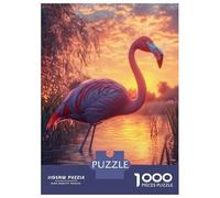 Jigsaw Puzzles 1000 Pieces for Adults Pink Flamingo Sunset Jigsaw for Adults Anti-Stress Toys Birthday Present Stress Reduction Gifts 70x50cm/1000pcs