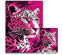 Jigsaw Puzzles 1000 Pieces for Adults Pink Leopard Portrait Wooden Jigsaw Brain Challenge for Teenagers Home Decor 1000 PCS(75x50cm)