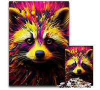 Jigsaw Puzzles 1000 Pieces for Adults Pink Raccoon cardboard Jigsaw Puzzles Family Game Night Fun, DIY Decorative Artwork 26X38CM/10.23x14.96inch