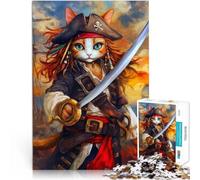 Jigsaw Puzzles 1000 Pieces for Adults Pirate Cat Trainieren Sie Ihr Gehirn und Ihre Hände Wohnkunstdekor38x26cm