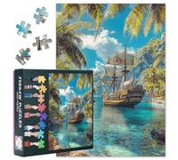 Jigsaw Puzzles 1000 Pieces for Adults Pirate Ships in the Rainforest Puzzle Home Wall Decoration Unique Mental Exercise Suitable for Game Nights Funny Challenging Puzzles Size: 50x70cm