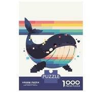 Jigsaw Puzzles 1000 Pieces for Adults Pixel Rainbow Whale Jigsaw for Adults Anti-Stress Toys Birthday Present Stress Reduction Gifts 38x26cm/1000pcs