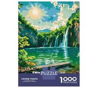 Jigsaw Puzzles 1000 Pieces for Adults Plitvice Lakes Croatia Landscape Art Jigsaw for Adults Fun Games Presents for Women Help The Brain Exercise 52x38cm/1000pcs