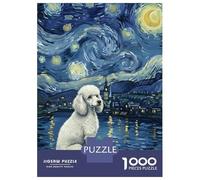 Jigsaw Puzzles 1000 Pieces for Adults Poodle in Starry Night Painting Puzzles for Adults Fun Games Improve Memory Deal As Gifts for The Whole Family 70x50cm/1000pcs