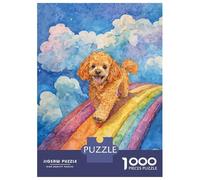 Jigsaw Puzzles 1000 Pieces for Adults Poodle on Rainbow Bridge Jigsaws for Adults Fun Games Stress Reliever Help The Brain Exercise 52x38cm/1000pcs