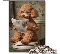 Jigsaw Puzzles 1000 Pieces for Adults Poodle on The Toilet Jigsaw Challenging Brain Teaser, Family Activity, Home Decor, 50X75CM