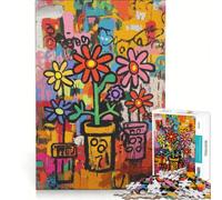 Jigsaw Puzzles 1000 Pieces for Adults Pop Colorful Flower Pot Art, Impossible Game, Challenging To Complete, for Is Ideal As A Gift 38x52cm