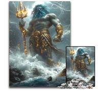 Jigsaw Puzzles 1000 Pieces for Adults Poseidon Lord of The Deep Divine Storm And Lightning Fantasy Art Difficult Puzzles for Adults Interactive Family Game Ideal Family Activ