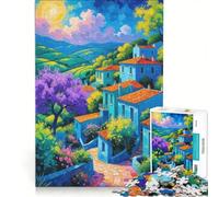 Jigsaw Puzzles 1000 Pieces for Adults Provence Hillside Village Sunrise, Impossible Game, Challenging To Complete, for Is Ideal As A Gift 50x75cm