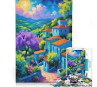 Jigsaw Puzzles 1000 Pieces for Adults Provence Hillside Village Sunrise, Relax Games, Pattern Assembly, Wishlist with Santa Claus 38x52cm