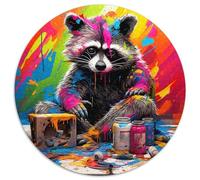 Jigsaw Puzzles 1000 Pieces for Adults Psychedelic Animal Raccoon Jigsaw Puzzles for Adults Family Activity Game for Teenagers,Challenging Brain Teaser (67.5x67.5cm)
