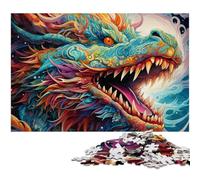 Jigsaw Puzzles 1000 Pieces for Adults Psychedelic Art Dragon Wooden Jigsaw Puzzles Brain Challenge Game for Teenagers & Family Interaction 50x75CM/19.68x29.52inch