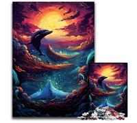 Jigsaw Puzzles 1000 Pieces for Adults Psychedelic Color Dolphin Jigsaw Puzzles for Adults Ideal for Teenagers & Collectors Travel Gift Family Activity 1000 PCS(38x26cm)