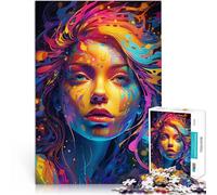 Jigsaw Puzzles 1000 Pieces for Adults Psychedelic Colorful Woman Schwierig Schwer Verbessern Sie das Gedächtnis52x38cm