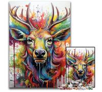 Jigsaw Puzzles 1000 Pieces for Adults Psychedelic Deer Wooden Jigsaw Puzzles Brain Challenge Game for Teenagers & Family Interaction 50x75CM/19.68x29.52inch