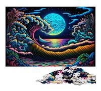 Jigsaw Puzzles 1000 Pieces for Adults Psychedelic Waves Wooden Jigsaw Puzzles Brain Challenge Game for Teenagers & Family Interaction 50x75CM/19.68x29.52inch