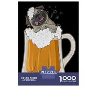 Jigsaw Puzzles 1000 Pieces for Adults Pug Dog Beer Drinking Part Adult Puzzles Toy Wall Decor But Fun And Humorous Help The Brain Exercise 52x38cm/1000pcs