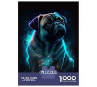 Jigsaw Puzzles 1000 Pieces for Adults Pug Dog Glowing Jigsaws for Adults Fun Games A Work of Art Deal As Gifts for The Whole Family 52x38cm/1000pcs