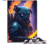 Jigsaw Puzzles 1000 Pieces for Adults Pugs Fiery Rebellion Made of Wood, for Ages 14+ 50x75cm Challenging & Entertaining, Family Activity