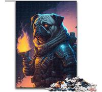 Jigsaw Puzzles 1000 Pieces for Adults Pugs Fiery Rebellion Made of Wood, Perfect DIY Art Decor Or Birthday Gift 50x75cm for Birthday Holiday Christmas