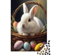 Jigsaw Puzzles 1000 Pieces for Adults Rabbit Easter Bunny Animal 8 Puzzle for Adults Wooden Board Puzzles Family Decoration 1000pcs (75x50cm)