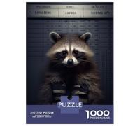 Jigsaw Puzzles 1000 Pieces for Adults Raccoon Criminal Mugshot Puzzle for Adults Family Game Wall Decoration for Birthday, Chrismas 52x38cm/1000pcs