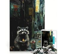 Jigsaw Puzzles 1000 Pieces for Adults Raccoon in The Night Impossible Game Challenging To Complete for Is Ideal As A Gift 50x75cm
