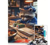 Jigsaw Puzzles 1000 Pieces for Adults Raccoon Sushi Chef Relax Games Pattern Assembly Wishlist with Santa Claus 50x75cm