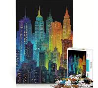 Jigsaw Puzzles 1000 Pieces for Adults Rainbow Cityscape America New York Impossible Game Challenging To Complete for Is Ideal As A Gift 38x52cm