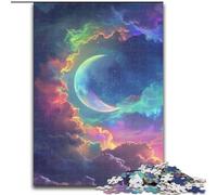 Jigsaw Puzzles 1000 Pieces for Adults Rainbow Clouds And Moon Puzzle for Family Fun Perfect for Holidays, Interactive Game Nights (size : 26x38cm)