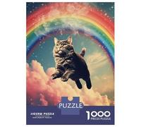 Jigsaw Puzzles 1000 Pieces for Adults Rainbow Flying Cat Adult Jigsaw Relax Games Difficult Challenge Help The Brain Exercise 70x50cm/1000pcs