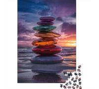 Jigsaw Puzzles 1000 Pieces for Adults Rainbow Glass Pebbles on Beach Adult Puzzles Relaxing Games Difficult Hard Deal As Gifts for The Whole Family 38x26cm/1000pcs