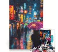 Jigsaw Puzzles 1000 Pieces for Adults Rainy Night in Tokyo Impossible Game Challenging To Complete for Is Ideal As A Gift 38x26cm