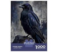 Jigsaw Puzzles 1000 Pieces for Adults Raven Perched on Rock Digital Art Puzzles for Adults Fun Games Improve Memory Deal As Gifts for The Whole Family 70x50cm/1000pcs