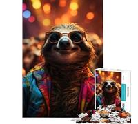 Jigsaw Puzzles 1000 Pieces for Adults Raver Party Sloth Toys Educational Games Practical Game Learning Educational Gifts Ideas (Size 38x52cm)