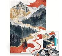 Jigsaw Puzzles 1000 Pieces for Adults Red Gold Landscape Impossible Game Challenging To Complete for Is Ideal As A Gift 50x75cm
