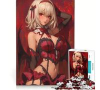 Jigsaw Puzzles 1000 Pieces for Adults Red-Haired Anime Girl with Wings Impossible Game Challenging To Complete for Is Ideal As A Gift 38x52cm