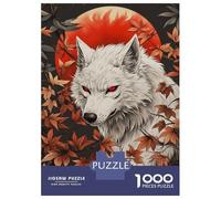 Jigsaw Puzzles 1000 Pieces for Adults Red Moon Wolf -1 Teenager Puzzles Family Game Difficult Challenge Stress Reduction Gifts 70x50cm/1000pcs