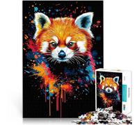 Jigsaw Puzzles 1000 Pieces for Adults Red Panda Splash Art Herausforderndes Spiel Die Liebe zwischen Paaren stärken38x26cm
