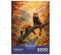 Jigsaw Puzzles 1000 Pieces for Adults Red Pandas in Autumn Forest Puzzle for Adults Toy Wall Decor Hand Speed Race Stress Reduction Gifts 70x50cm/1000pcs