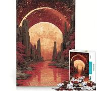 Jigsaw Puzzles 1000 Pieces for Adults Red Planet Landscape with River Impossible Game Challenging To Complete for Is Ideal As A Gift 38x26cm