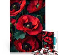 Jigsaw Puzzles 1000 Pieces for Adults Red Poppies Background Für Familienspaß Geburtstagsgeschenk, Geschenke, Wandkunst52x38cm