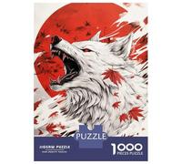 Jigsaw Puzzles 1000 Pieces for Adults Red Wolf Roar Jigsaws for Adults Fun Games Stress Reliever Help The Brain Exercise 70x50cm/1000pcs