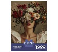 Jigsaw Puzzles 1000 Pieces for Adults Retro Floral Woman Flower Puzzles for Adults Fun Games Improve Memory Deal As Gifts for The Whole Family 52x38cm/1000pcs