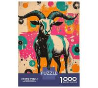Jigsaw Puzzles 1000 Pieces for Adults Retro Goat Illustration Goat - Rustic Pop Art Charm Jigsaws for Adults Fun Games Stress Reliever Help The Brain Exercise 70x50cm/1000pcs