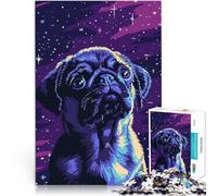 Jigsaw Puzzles 1000 Pieces for Adults Retro Pug Puppy Pixel Art Funny Cute Mustermontage Geburtstagsgeschenke75x50cm