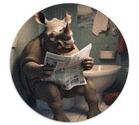 Jigsaw Puzzles 1000 Pieces for Adults Rhino Reading Newspaper Paper Jigsaw Puzzles Making It A Great Gift for Family Fun 1000pcs (67.5x67.5cm)